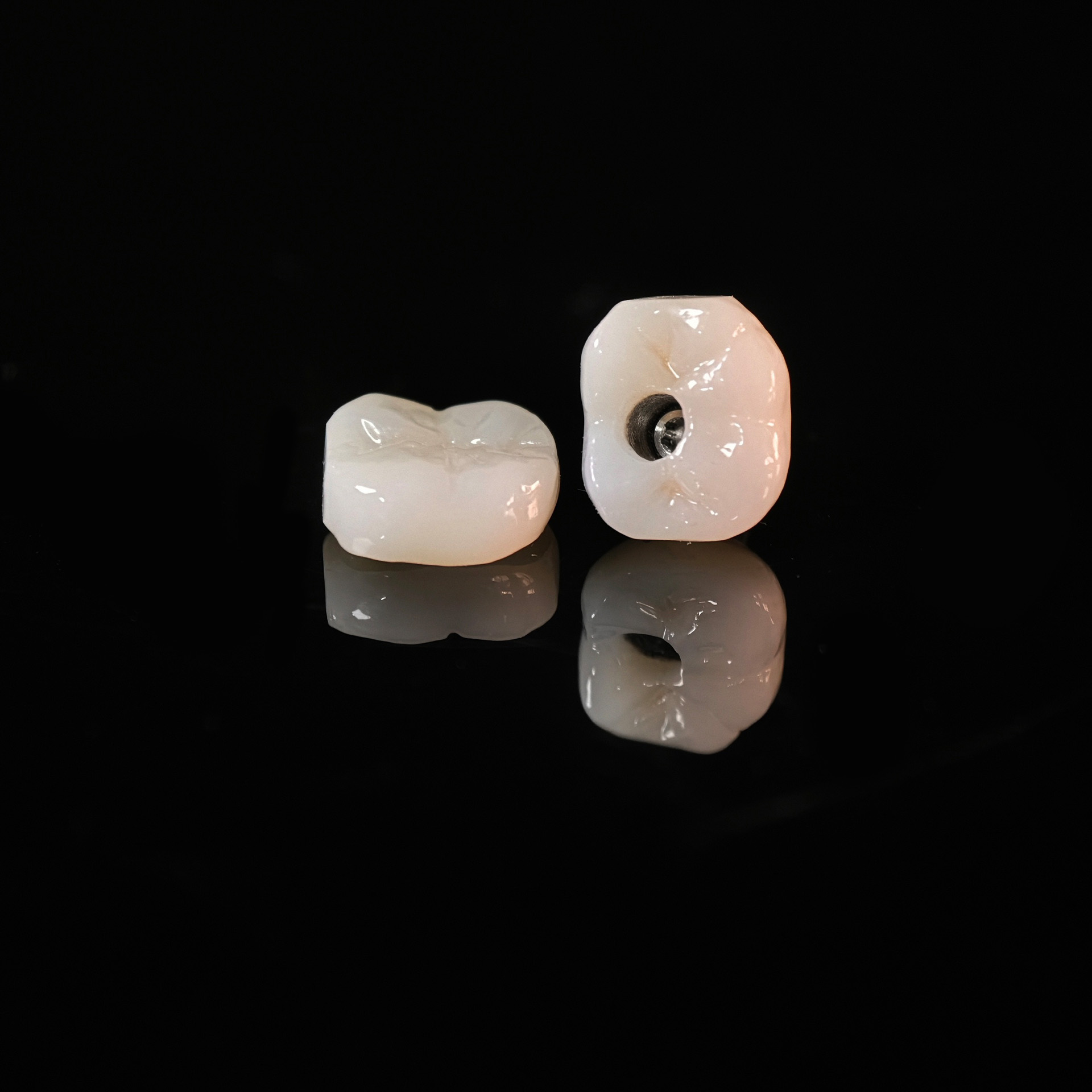 Zirconia crowns with screw retained and 